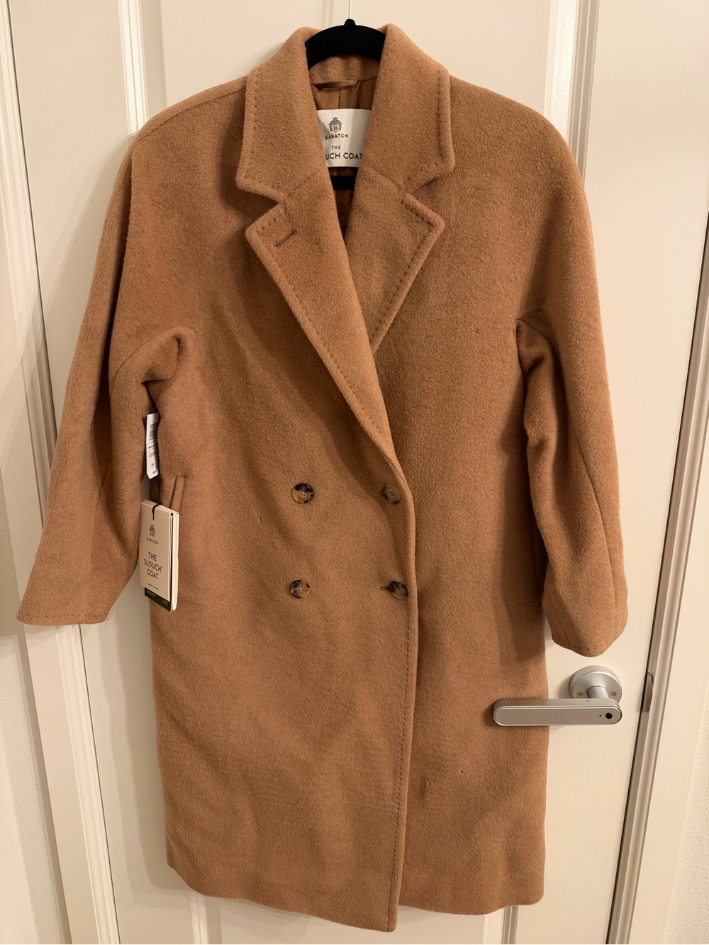 Aritzia Babaton Double-Breasted Trench Coat in Camel